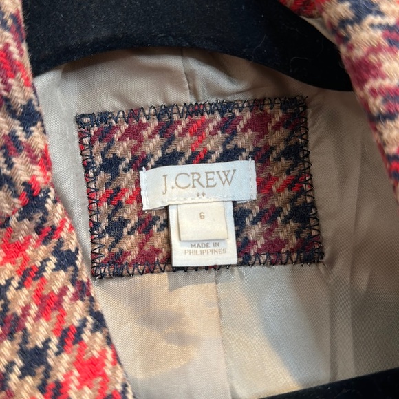J. Crew Blazer Regent Plaid Houndstooth Schoolboy Women’s size 6 Wool Blend - Picture 4 of 6